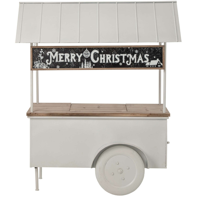 Chariot décoratif de Noël bois et métal blanc 134x74x187 cm Fyvivo J-Line - 2