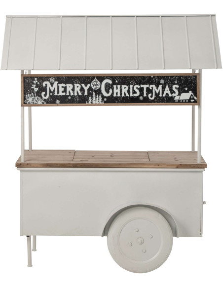 Chariot décoratif de Noël bois et métal blanc 134x74x187 cm Fyvivo J-Line - 2