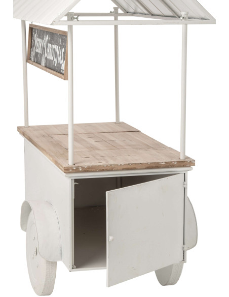 Chariot décoratif de Noël bois et métal blanc 134x74x187 cm Fyvivo J-Line - 8