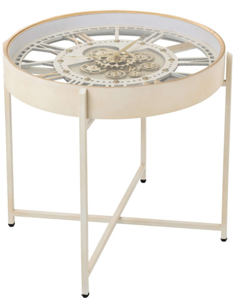 Table basse horloge métal et verre blanc doré 64x64x57 cm Byrysa J-Line - 1