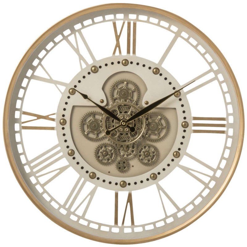Table basse horloge métal et verre blanc doré 64x64x57 cm Byrysa J-Line - 4