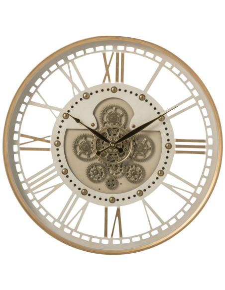 Table basse horloge métal et verre blanc doré 64x64x57 cm Byrysa J-Line - 4