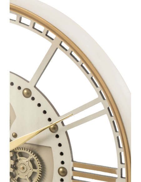 Table basse horloge métal et verre blanc doré 64x64x57 cm Byrysa J-Line - 5