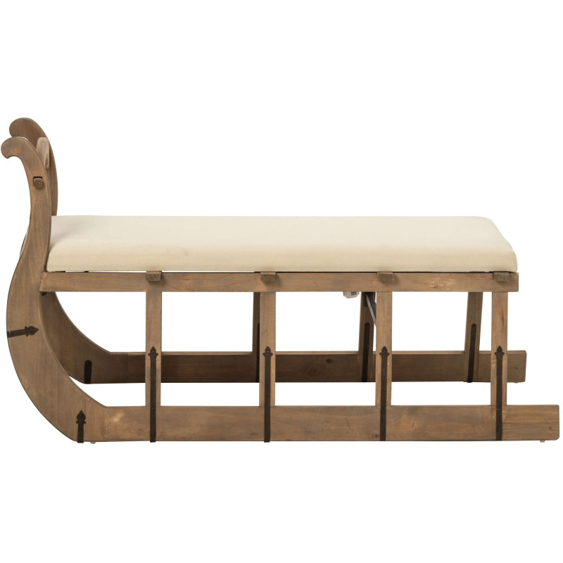 Table basse traîneau bois naturel coussin écru 115x68,5x43 cm Gylila J-Line - 3