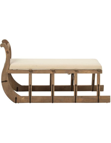 Table basse traîneau bois naturel coussin écru 115x68,5x43 cm Gylila J-Line - 3