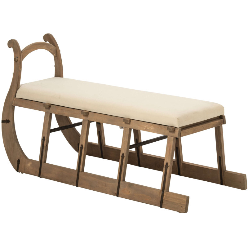 Table basse traîneau bois naturel coussin écru 115x68,5x43 cm Gylila J-Line - 4
