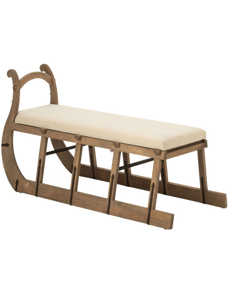 Table basse traîneau bois naturel coussin écru 115x68,5x43 cm Gylila J-Line - 4