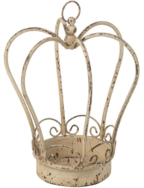 Couronne décorative jardin métal blanc cassé 32 cm Lyeeva J-Line - 1