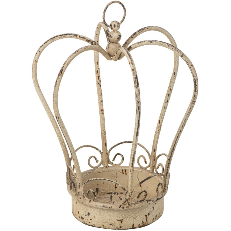 Couronne décorative jardin métal blanc cassé 32 cm Lyeeva J-Line - 1