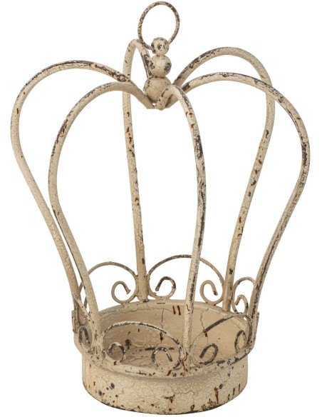 Couronne décorative jardin métal blanc cassé 32 cm Lyeeva J-Line - 1