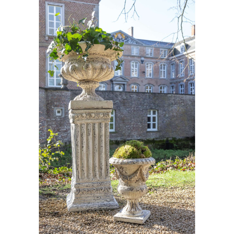 Colonne décorative jardin magnésium blanc cassé 75 cm Lyeeva J-Line - 2