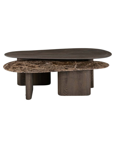 Tables basses gigognes chêne fumé et marbre Emperador 130x60x38 cm Castello Richmond Interiors - 1