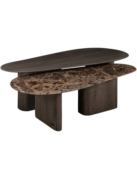 Tables basses gigognes chêne fumé et marbre Emperador 130x60x38 cm Castello Richmond Interiors - 2