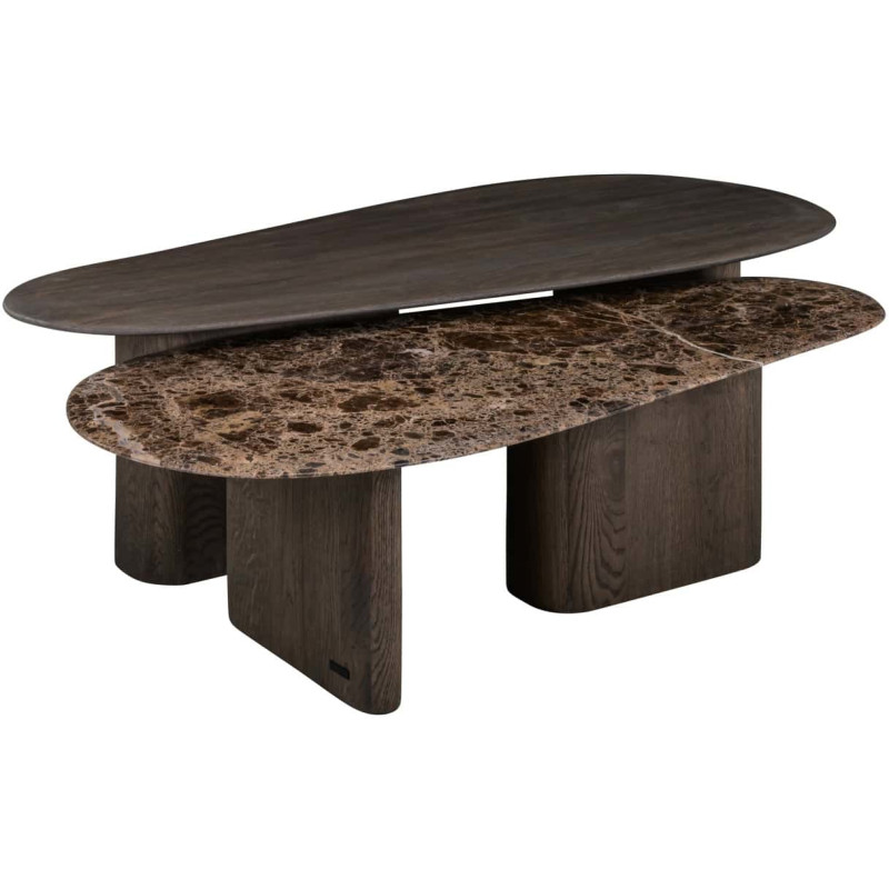 Tables basses gigognes chêne fumé et marbre Emperador 130x60x38 cm Castello Richmond Interiors - 2