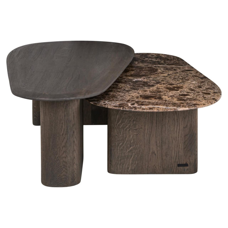 Tables basses gigognes chêne fumé et marbre Emperador 130x60x38 cm Castello Richmond Interiors - 3