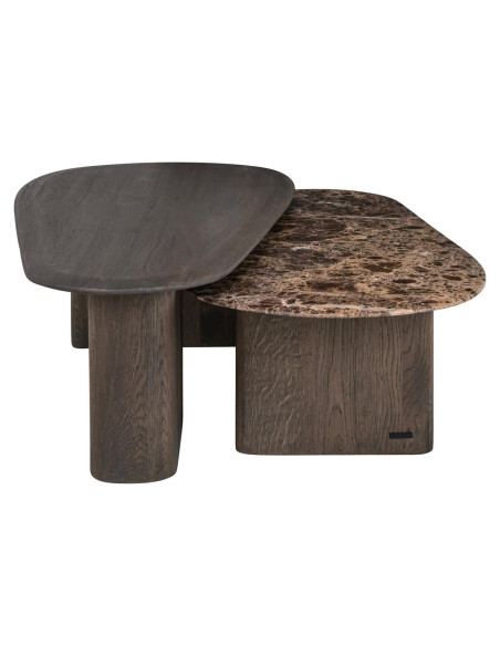 Tables basses gigognes chêne fumé et marbre Emperador 130x60x38 cm Castello Richmond Interiors - 3