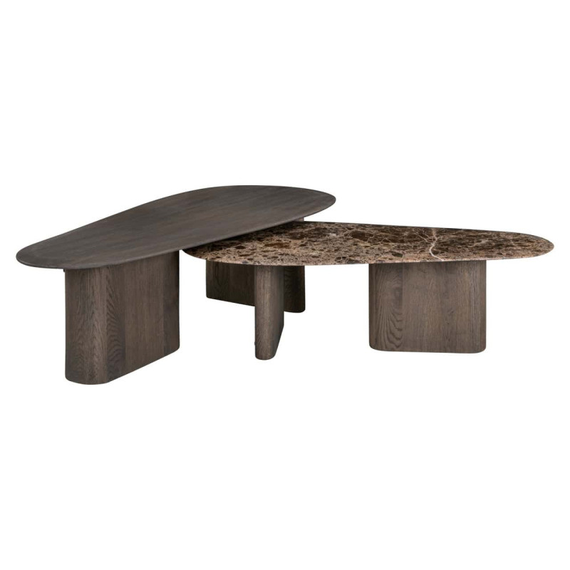 Tables basses gigognes chêne fumé et marbre Emperador 130x60x38 cm Castello Richmond Interiors - 5