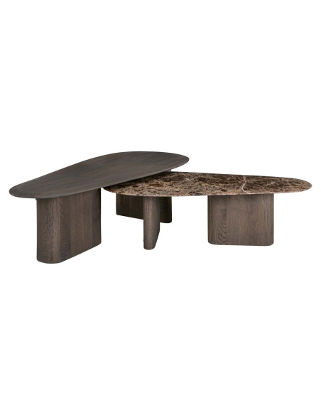 Tables basses gigognes chêne fumé et marbre Emperador 130x60x38 cm Castello Richmond Interiors - 5