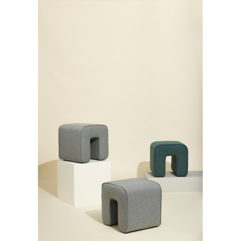 Pouf gris en tissu forme arche 45x45x47 cm Sculpture Hübsch - 6