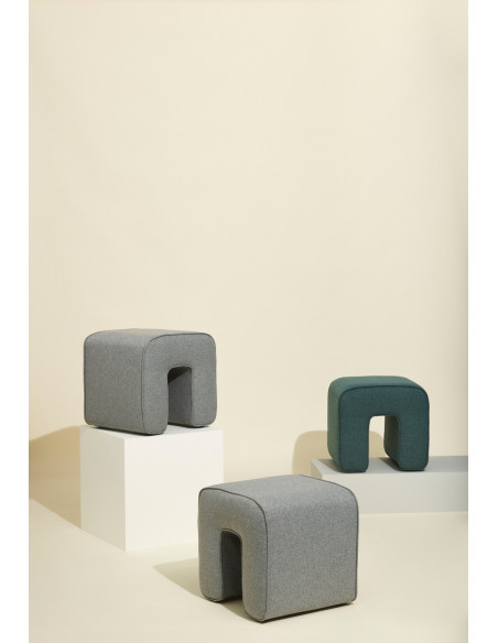 Pouf gris en tissu forme arche 45x45x47 cm Sculpture Hübsch - 6