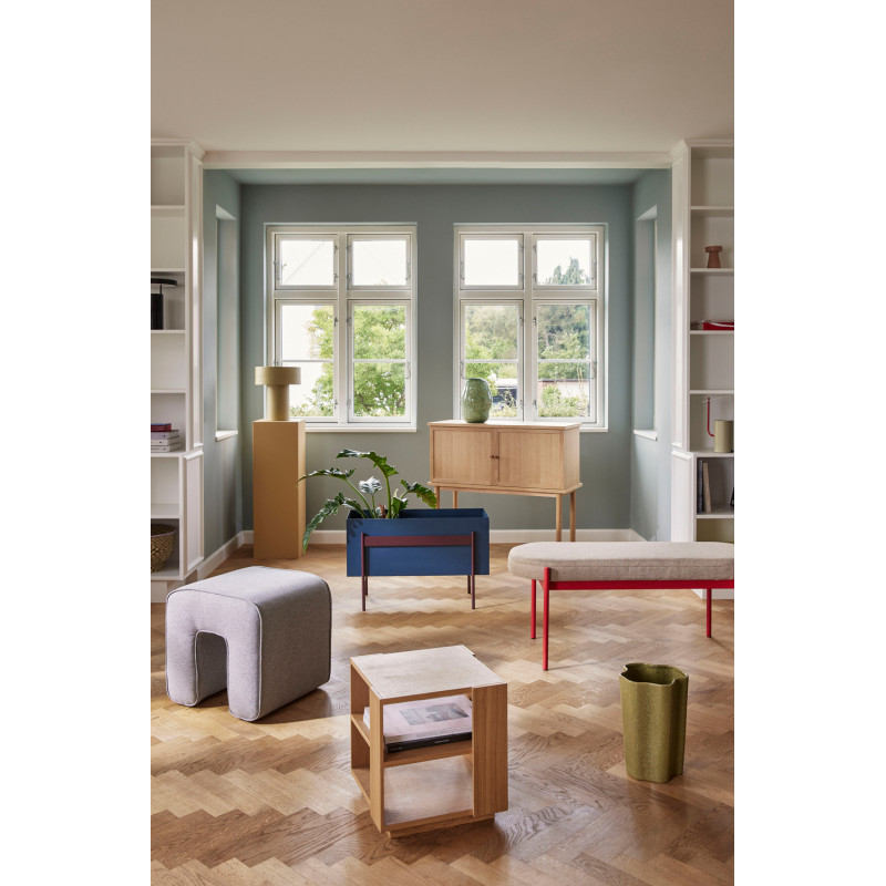 Pouf gris en tissu forme arche 45x45x47 cm Sculpture Hübsch - 4