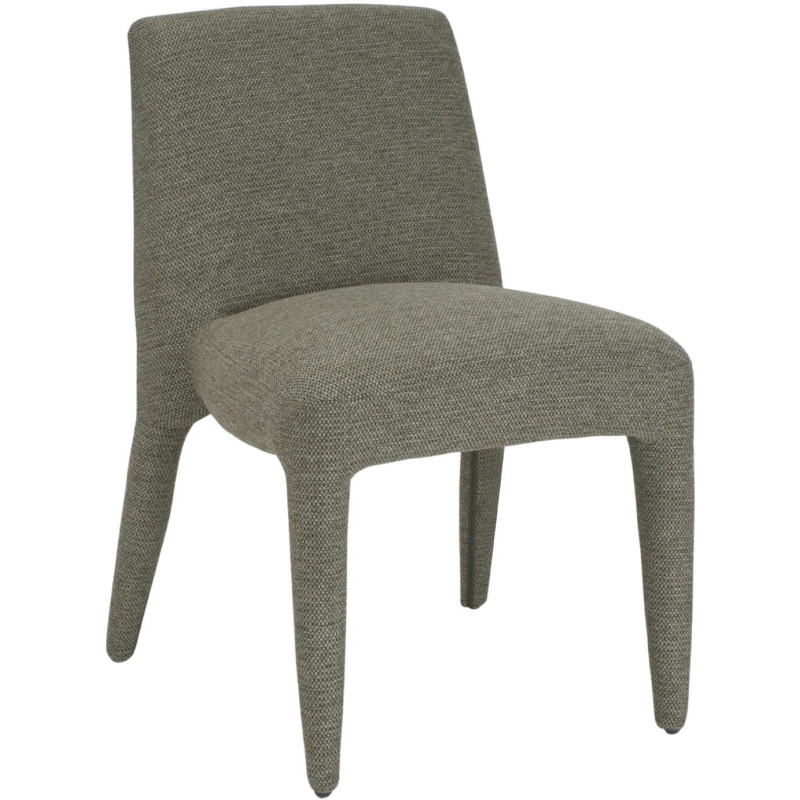 Chaise de salle à manger rembourrée tissu vert olive Eryune  - 1