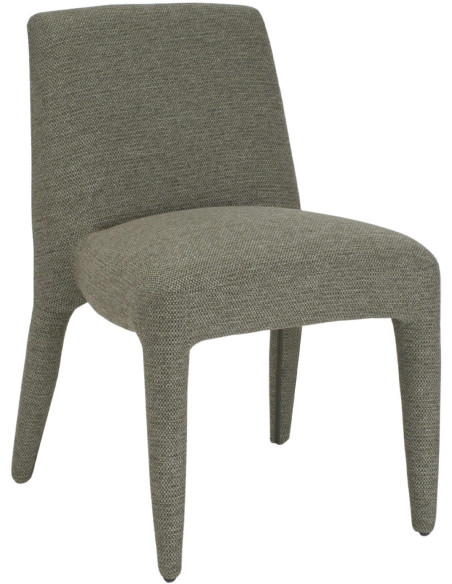 Chaise de salle à manger rembourrée tissu vert olive Eryune  - 1