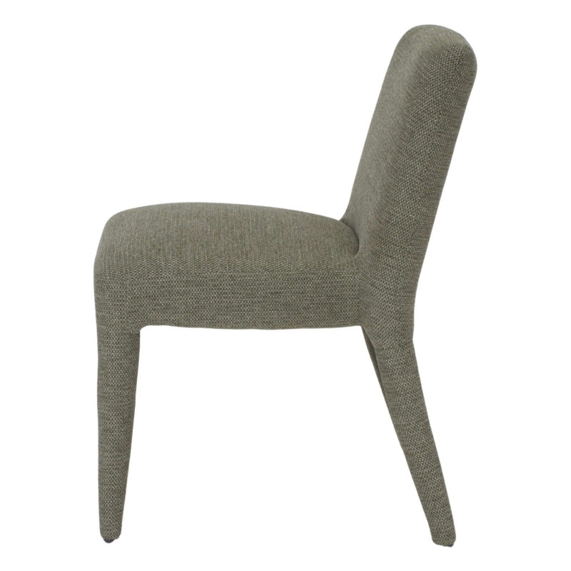 Chaise de salle à manger rembourrée tissu vert olive Eryune  - 3