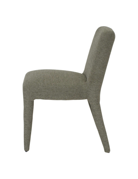 Chaise de salle à manger rembourrée tissu vert olive Eryune  - 3