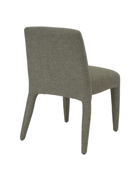 Chaise de salle à manger rembourrée tissu vert olive Eryune  - 4
