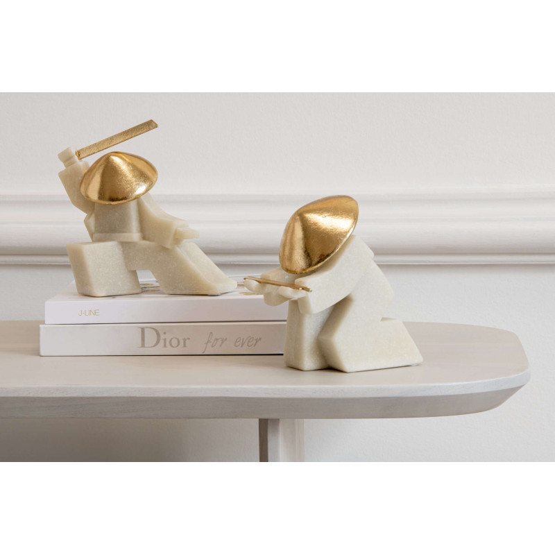 Set de 3 statuettes samouraï blanc et or 18 cm Gylira J-Line - 2