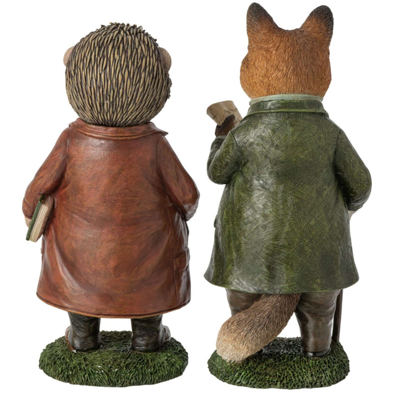 Lot de 2 statuettes hérisson renard résine 27,5 cm Vyrena J-Line - 3