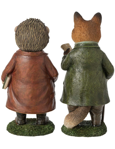 Lot de 2 statuettes hérisson renard résine 27,5 cm Vyrena J-Line - 3