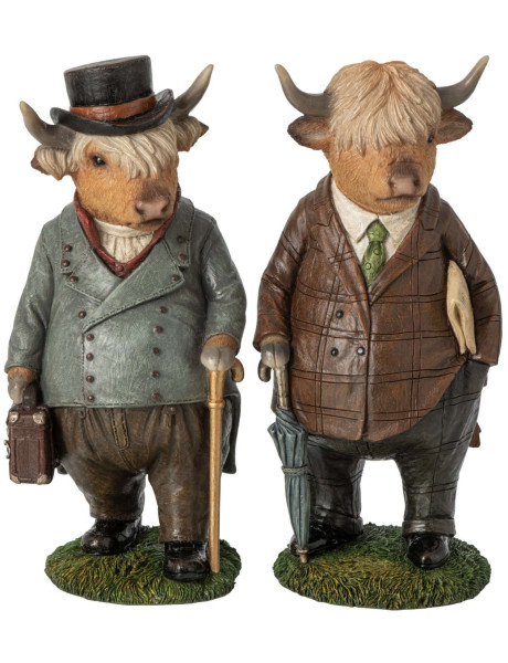 Lot de 2 statuettes taureaux en costume résine 28 cm Vyrena J-Line - 1