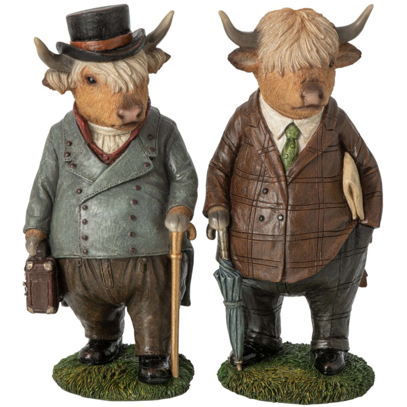 Lot de 2 statuettes taureaux en costume résine 28 cm Vyrena J-Line - 1