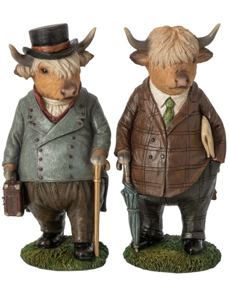 Lot de 2 statuettes taureaux en costume résine 28 cm Vyrena J-Line - 1