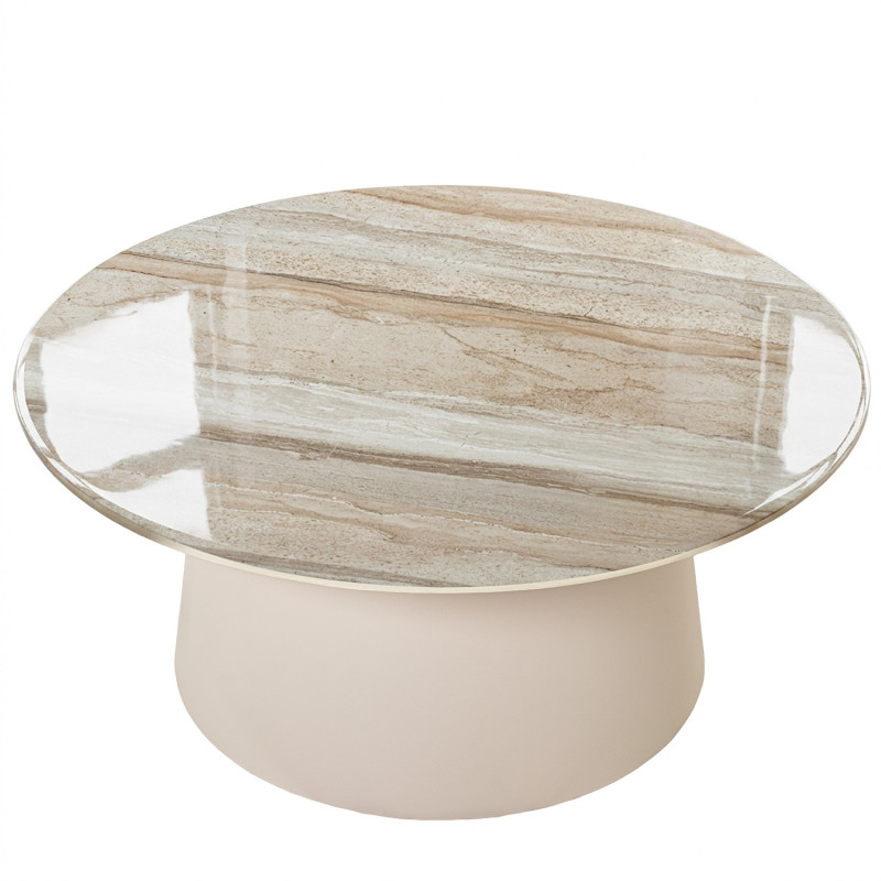 Table basse ronde céramique effet pierre 80 cm Cyrena  - 3