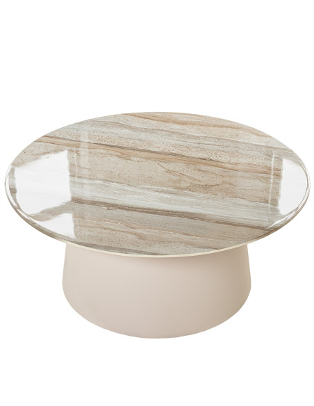 Table basse ronde céramique effet pierre 80 cm Cyrena  - 3