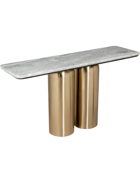 Console d’entrée marbre gris dorée 140 cm Byrely  - 1