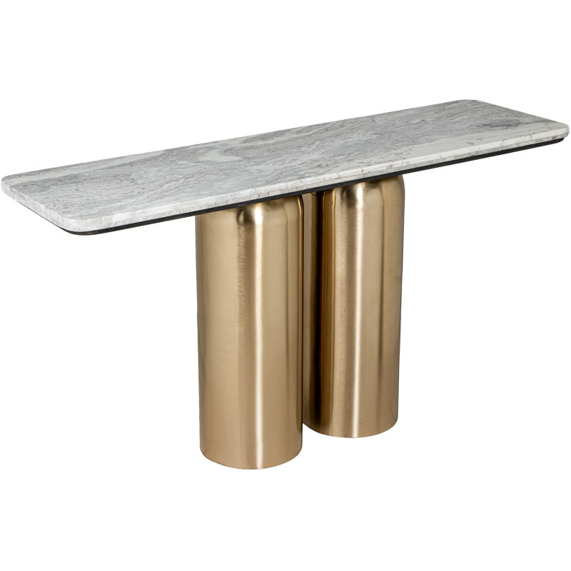 Console d’entrée marbre gris dorée 140 cm Byrely  - 1
