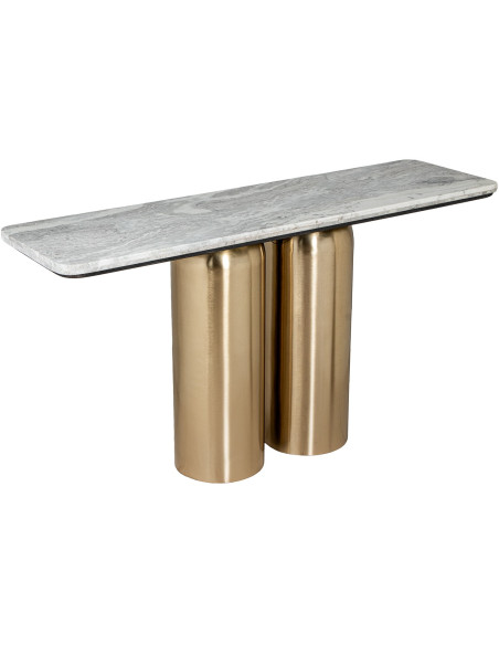 Console d’entrée marbre gris dorée 140 cm Byrely  - 1