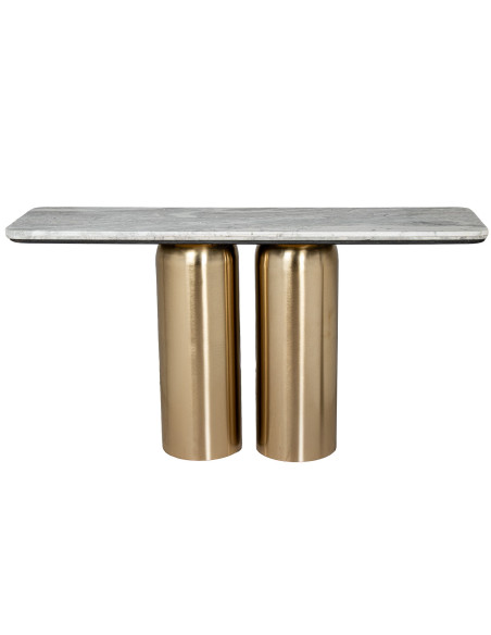 Console d’entrée marbre gris dorée 140 cm Byrely  - 3