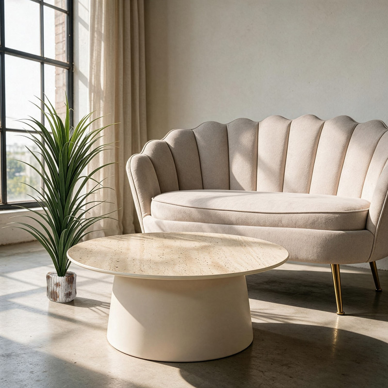 Table basse ronde céramique mate 80 cm Cyrena  - 2