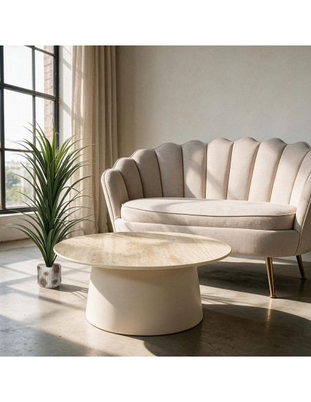 Table basse ronde céramique mate 80 cm Cyrena  - 2
