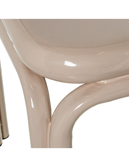 Table d’appoint métal beige brillant 45 cm Tovora  - 5
