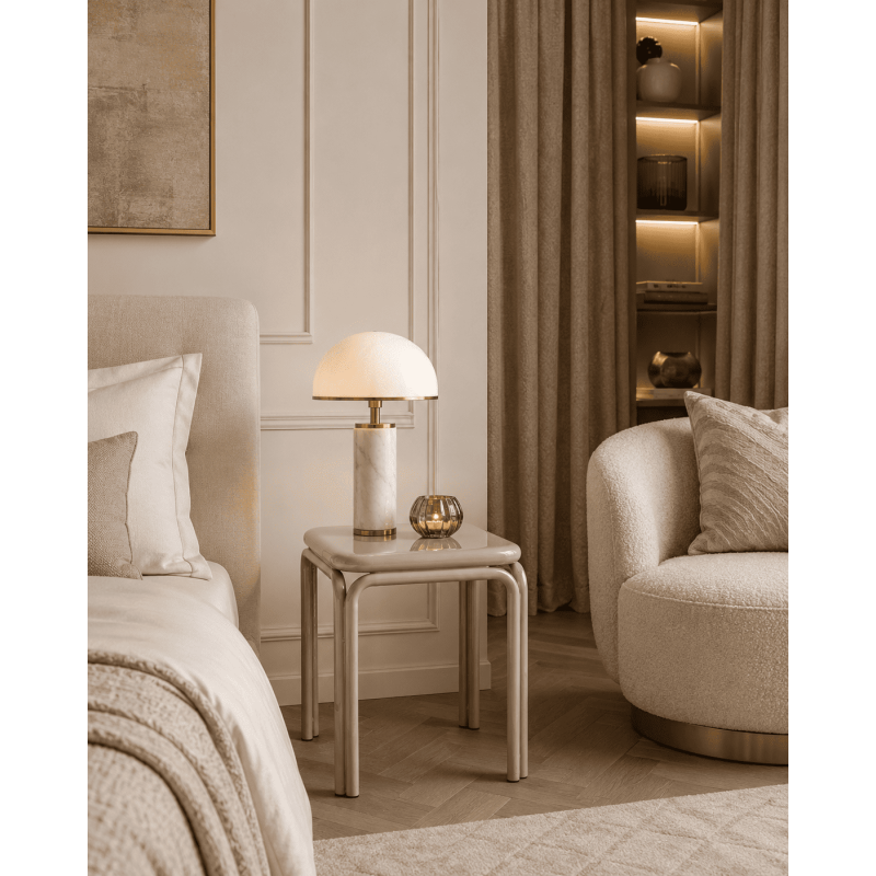 Table d’appoint métal beige brillant 45 cm Tovora  - 2
