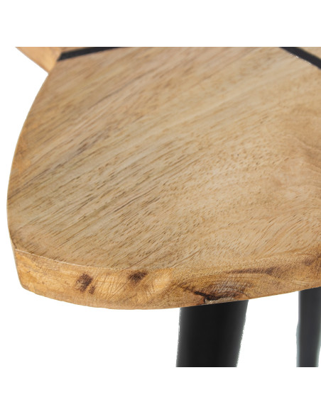 Set de 2 tables d’appoint bois métal noir 40x40 et 35x35 cm Osvena  - 4