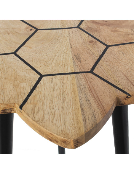 Set de 2 tables d’appoint bois métal noir 40x40 et 35x35 cm Osvena  - 7