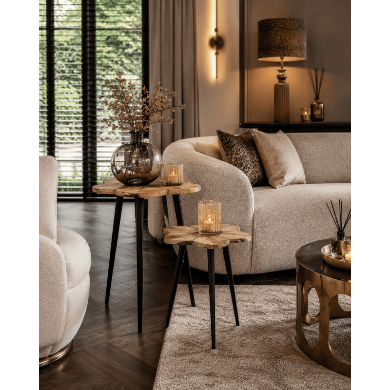 Set de 2 tables d’appoint bois métal noir 40x40 et 35x35 cm Osvena  - 2