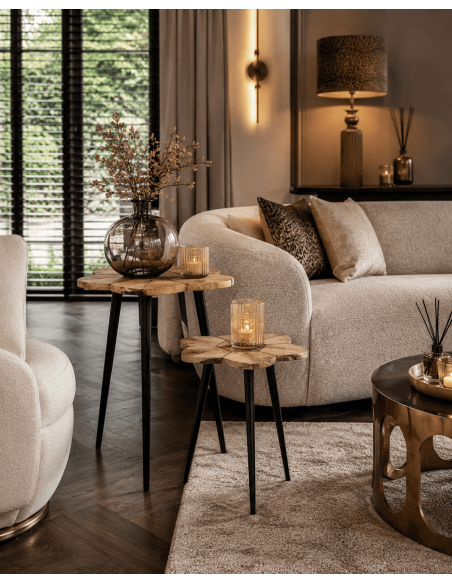 Set de 2 tables d’appoint bois métal noir 40x40 et 35x35 cm Osvena  - 2